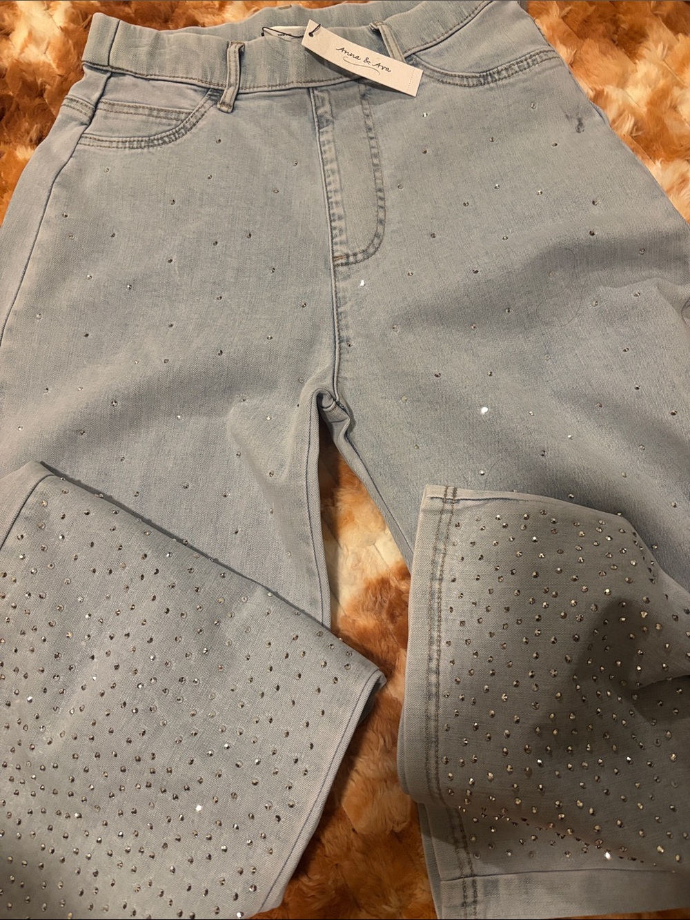 Anna & Ava Light Blue Rhinestone Flare Jeans